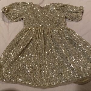 Beauty silvery shimmery puffed sleeve dress- 4T